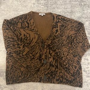 Madewell wool/alpaca oversized brown patterned cardigan size Small